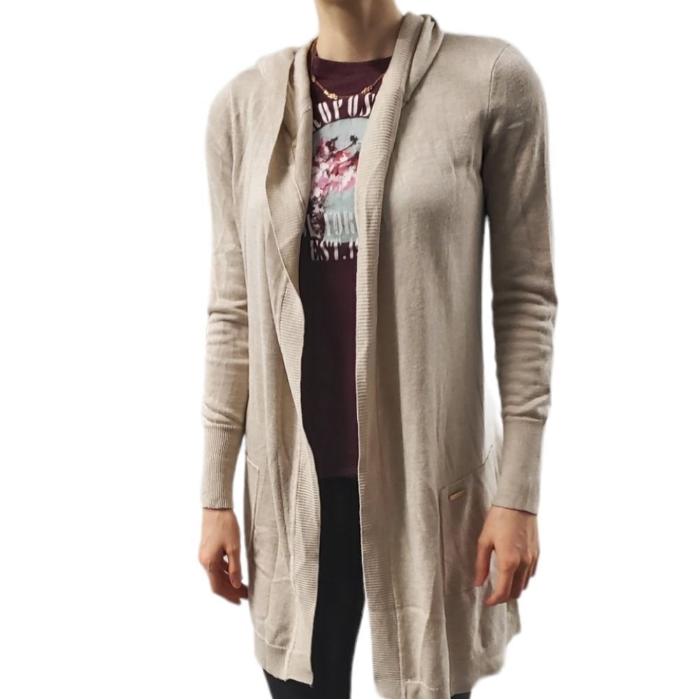 CALVIN KLEIN Cream Hooded Cardigan Duster s